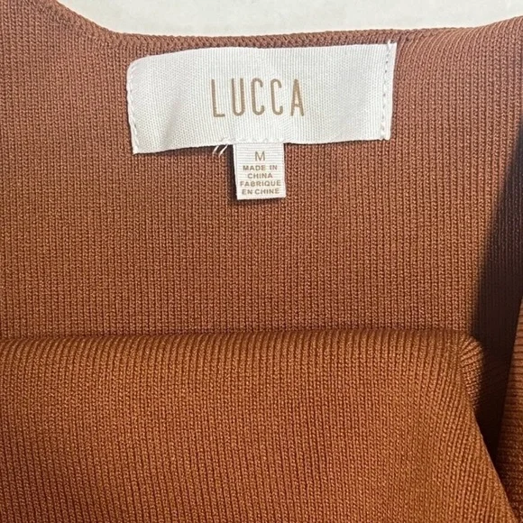 NWT Lucca Chic Brown Midi Dress with Side Slit Knit NEW - Picture 5 of 9